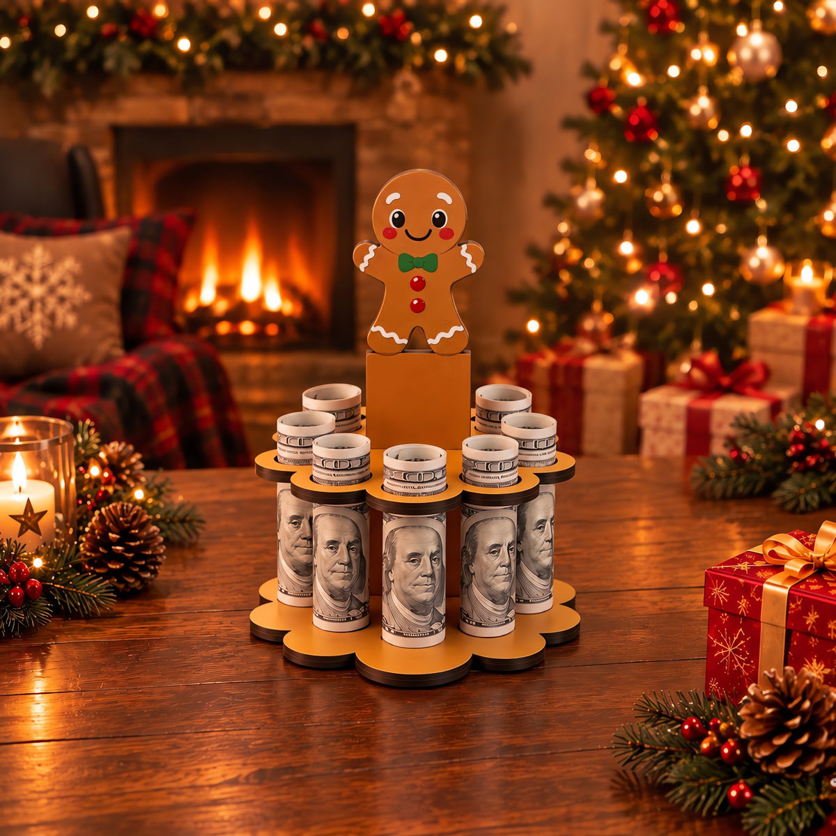 🎄LAST DAY 49% OFF✨ - Christmas Tabletop Wooden Money Holder🎁