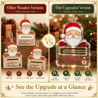 🎄 Adorno Soporte de Dinero Navideño Transparente | Acrílico Transparente Premium con Detalles Festivos de Personajes, Ranura Oculta para Dinero en Efectivo y Cuerda para Colgar Incluida 💵✨