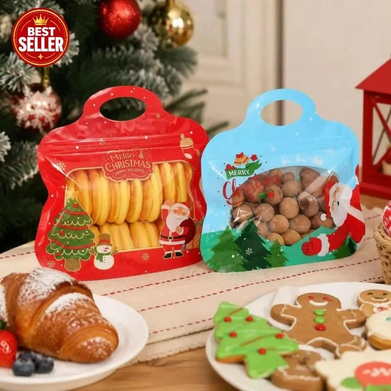 🎅Easy Fill, Easy Seal🎄Festive Self-Seal Treat Bags – Santa & Snowman Print🎅⛄