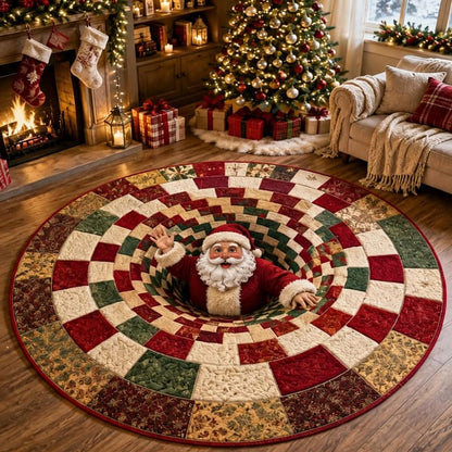 🎄 Alfombra redonda con ilusión óptica 3D de gnomo navideño | Divertido y festivo, ¡un imprescindible para la decoración del hogar! ⭐🏠🎁