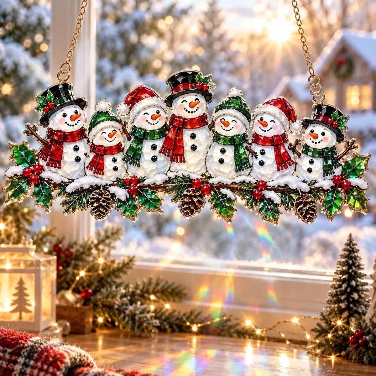 ✨ Whimsical Winter Suncatchers | Shatterproof "Stained-Glass" Window Hangings 🎄