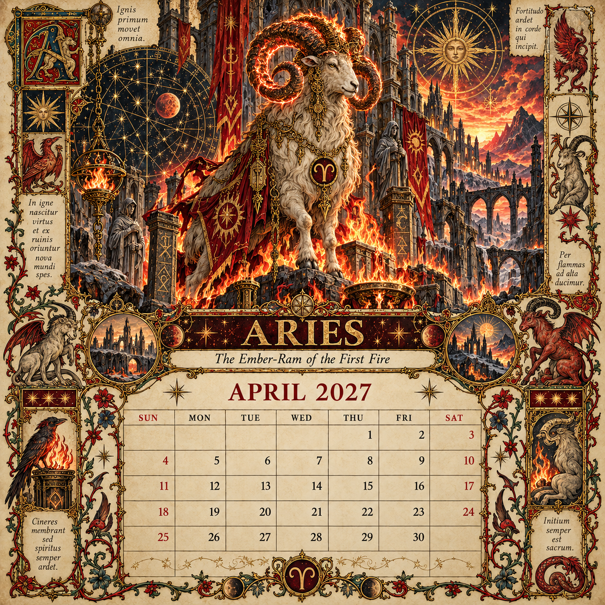 2027 Zodiac Grimoire Calendar| 12 Signs, 12 Forbidden Chapters