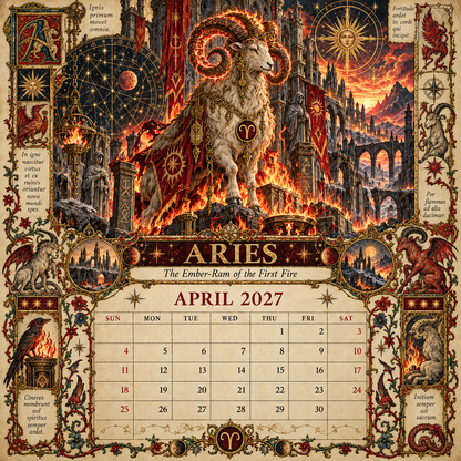 2027 Zodiac Grimoire Calendar| 12 Signs, 12 Forbidden Chapters