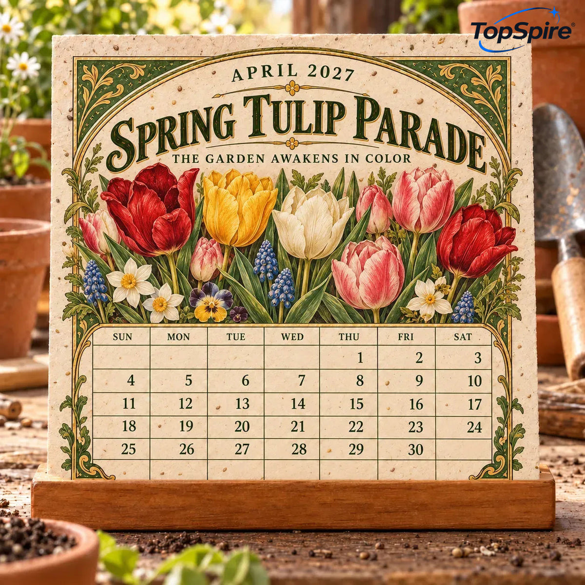 ⏰ Limited Time Sale 49% OFF🌱 2027 Heirloom Garden Plantable Seed Calendar | 12 Plantable Months with Vintage Botanical Art & Wooden Stand 🌼