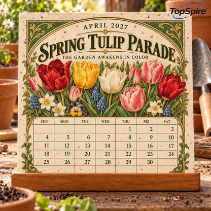 ⏰ Limited Time Sale 49% OFF🌱 2027 Heirloom Garden Plantable Seed Calendar | 12 Plantable Months with Vintage Botanical Art & Wooden Stand 🌼