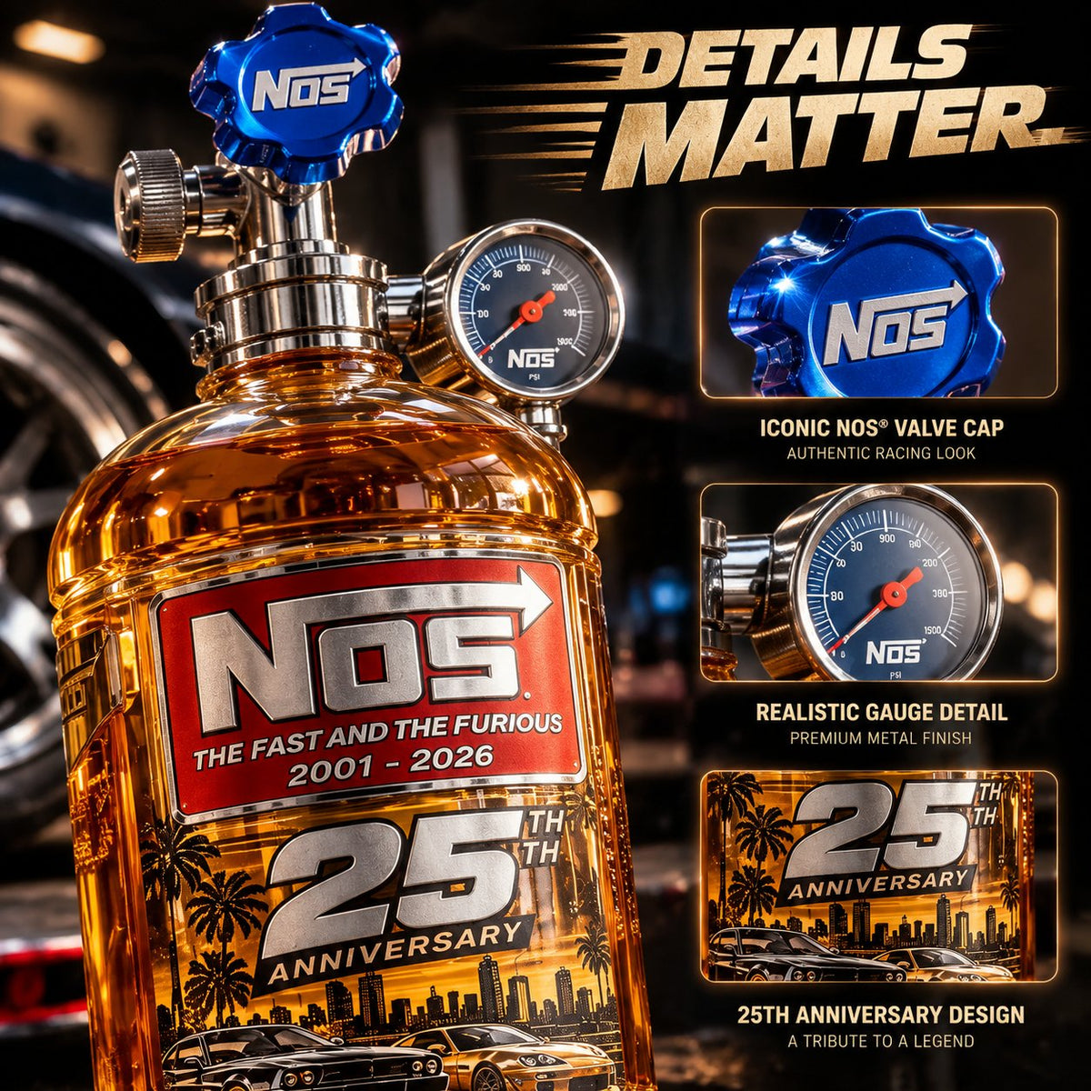 25th Anniversary Street Racing Nitrous Tank Whiskey Decanter with Collector’s Box