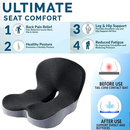 Non-Slip Memory Foam Chair Pad with Back Support