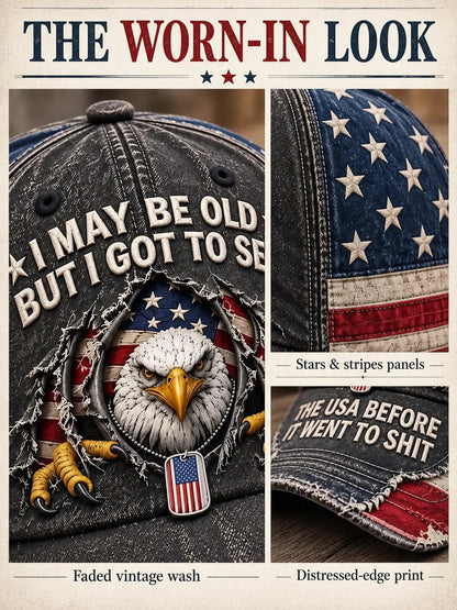 Vintage Eagle Washed Baseball Cap – Rugged Style, American Pride 🦅
