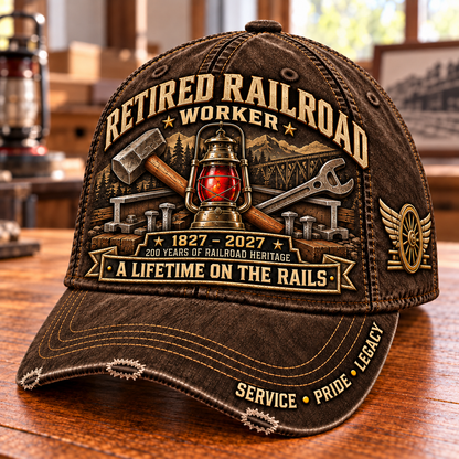 🚂 1827–2027 Retired Railroad Worker 200th Anniversary Heritage Cap
