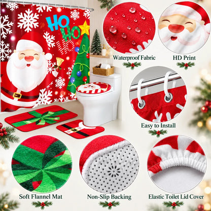 🔥😍🎄🛁 Christmas Bathroom Makeover Set – 4 Matching Pieces for Instant Holiday Cheer
