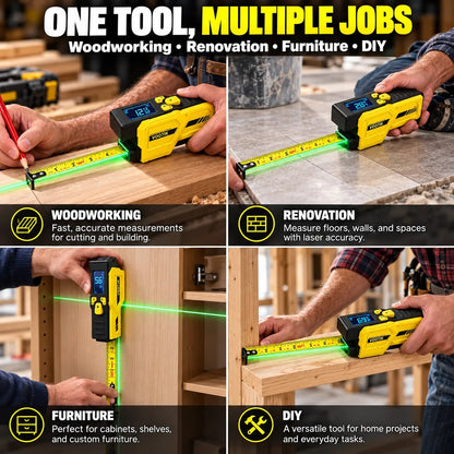 📏 3-in-1 Digital Laser Tape Measure  – 16.4 FT Self-Locking Tape with LCD Display & USB-C Charging⚡