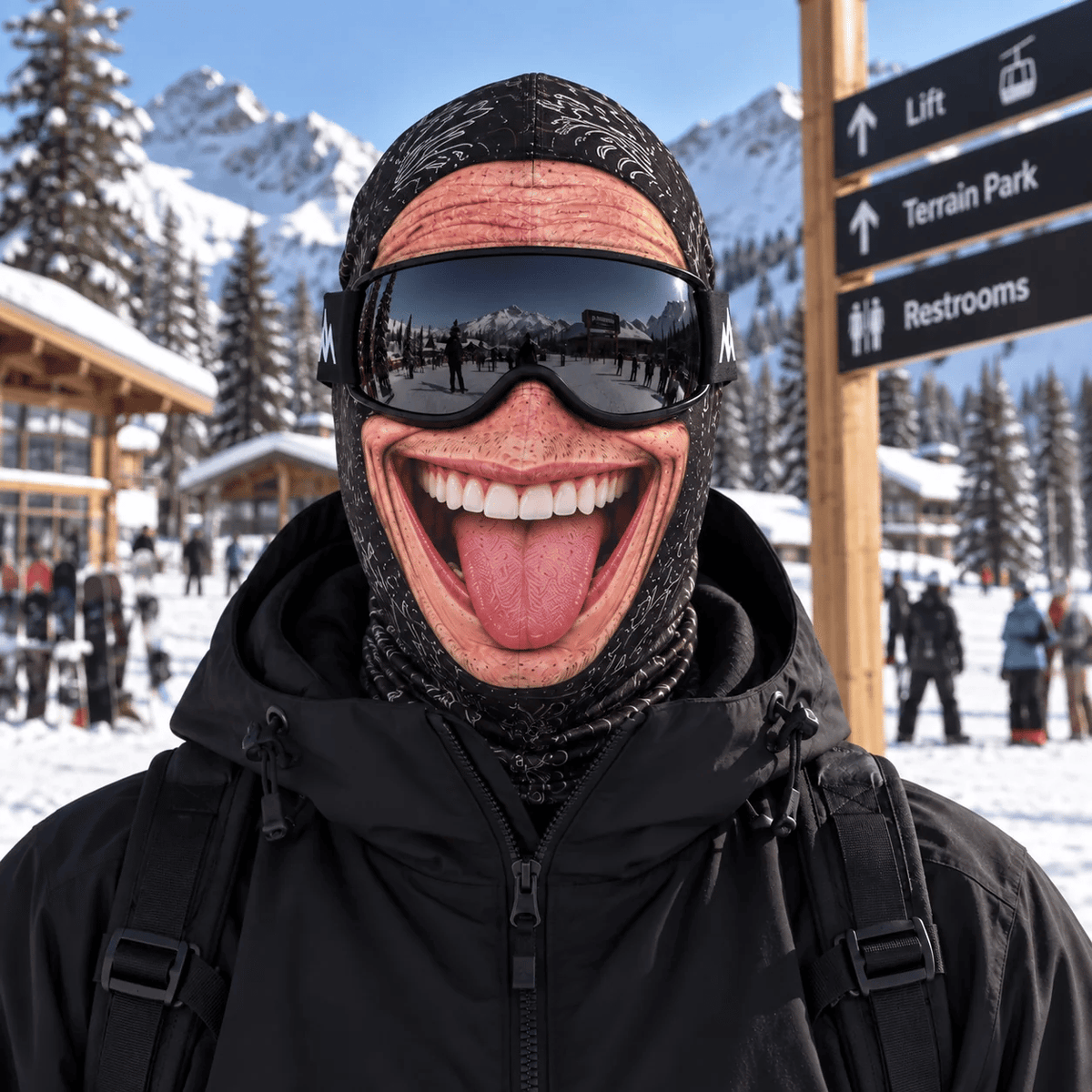 🎿 Realistic Ski & Snowboard Face Mask – Funny Balaclava | New Santa Elf Style🎅