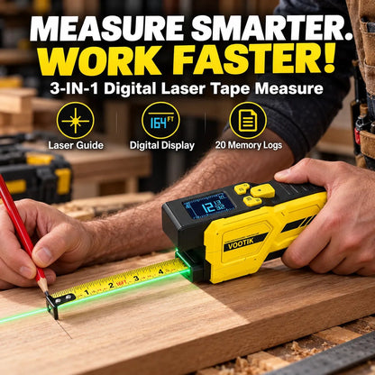 📏 3-in-1 Digital Laser Tape Measure  – 16.4 FT Self-Locking Tape with LCD Display & USB-C Charging⚡
