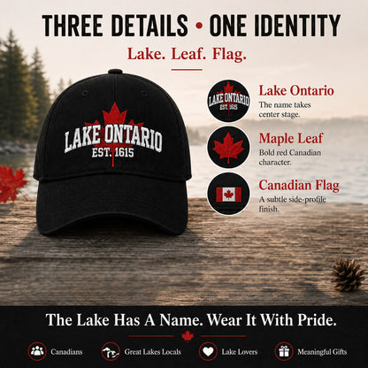 🔥ÚLTIMO DÍA 50% DE DESCUENTO - 🍁Lago Ontario por Siempre – Gorra Bordada Heritage (🧢100% Algodón)