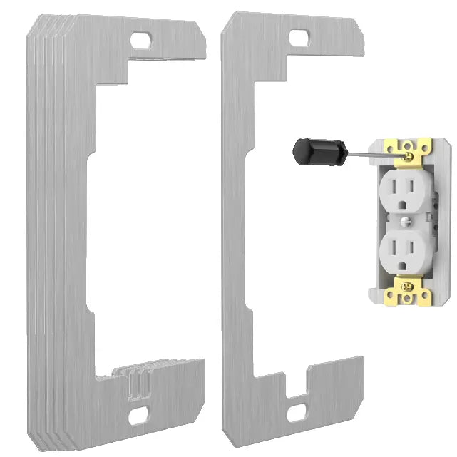 10 espaciadores para placas de pared, espaciadores para tomas de corriente, placas niveladoras de metal para empotrar para reparación de tomas de corriente, para arreglar tomas de corriente sueltas y cajas eléctricas