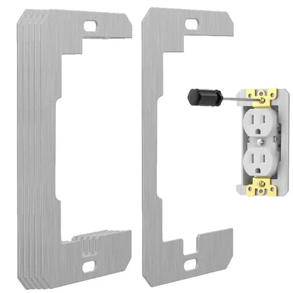 10 espaciadores para placas de pared, espaciadores para tomas de corriente, placas niveladoras de metal para empotrar para reparación de tomas de corriente, para arreglar tomas de corriente sueltas y cajas eléctricas
