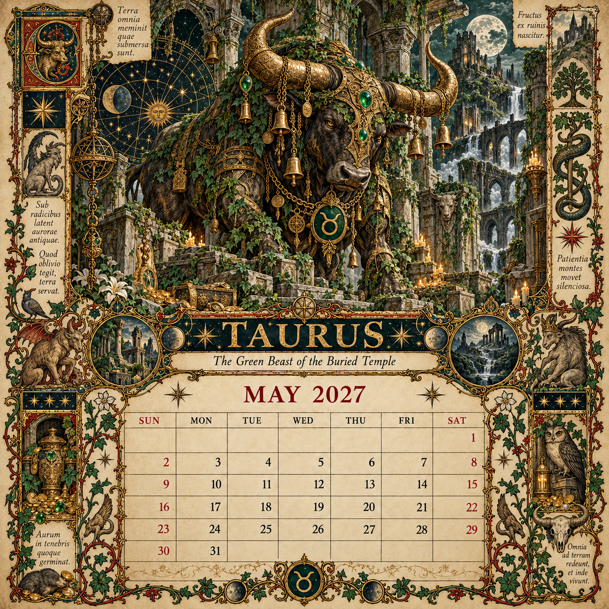 2027 Zodiac Grimoire Calendar| 12 Signs, 12 Forbidden Chapters