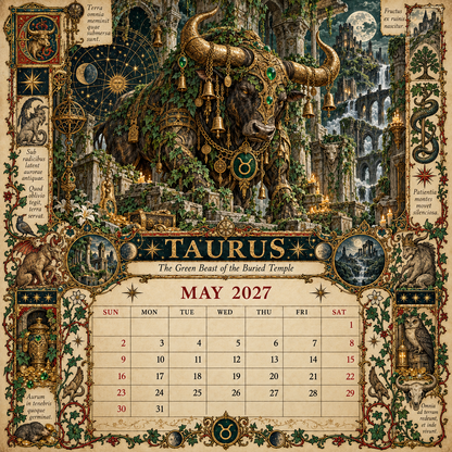 2027 Zodiac Grimoire Calendar| 12 Signs, 12 Forbidden Chapters