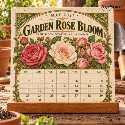 ⏰ Limited Time Sale 49% OFF🌱 2027 Heirloom Garden Plantable Seed Calendar | 12 Plantable Months with Vintage Botanical Art & Wooden Stand 🌼