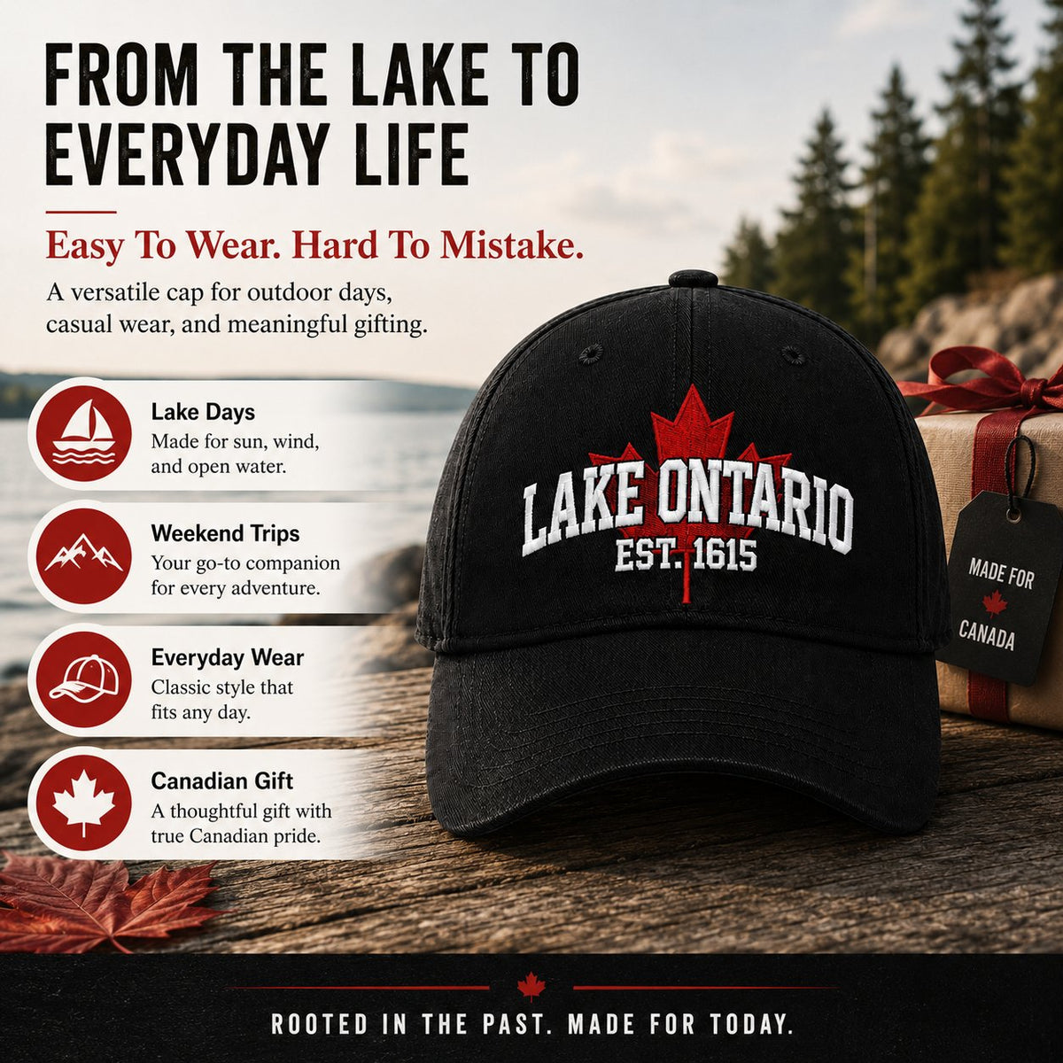 🔥ÚLTIMO DÍA 50% DE DESCUENTO - 🍁Lago Ontario por Siempre – Gorra Bordada Heritage (🧢100% Algodón)