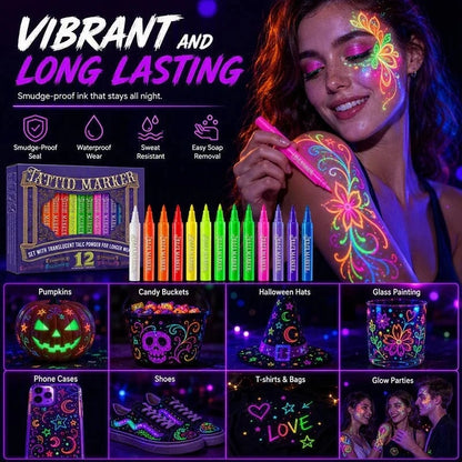 🔥Last Day 50% OFF - Novocanvas Glow Party Tattoo Pens