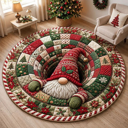 🎄 Alfombra redonda con ilusión óptica 3D de gnomo navideño | Divertido y festivo, ¡un imprescindible para la decoración del hogar! ⭐🏠🎁