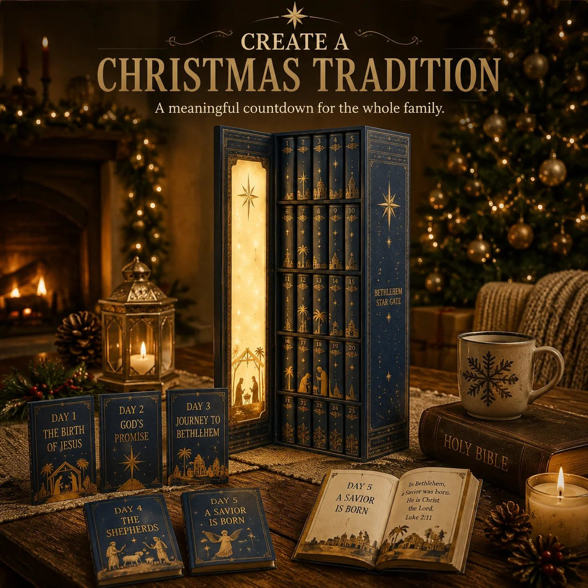 ✝️Bethlehem Star Gate – 25-Day Christian Christmas Advent Calendar with Mini Bible Story Books📚