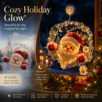Lighted Christmas Window Decoration with Suction Cup | Warm LED Window Light with Double-Layer Design & Multiple Festive Styles ✨