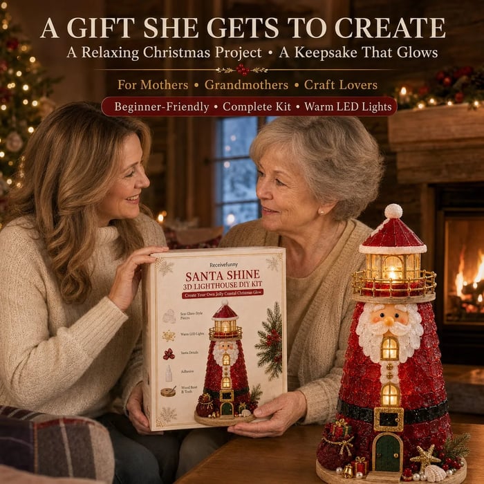 🎄Beginner-Friendly DIY Lighted Christmas Character Sea Glass-Style Lighthouse Kit Collection | Complete Kit with Sea Glass-Style Pieces, LED Lights & Step-by-Step Guide Included 💕