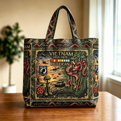 🌹Vietnam Veteran Canvas Tote Bag – Embroidered Tribute Gift