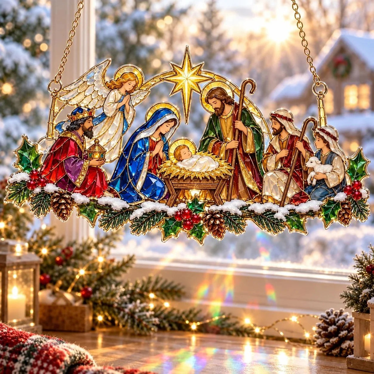 ✨ Whimsical Winter Suncatchers | Shatterproof "Stained-Glass" Window Hangings 🎄
