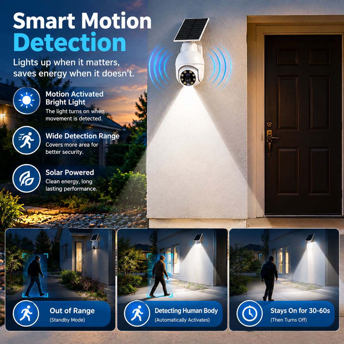 360° Ultra-Bright Motion Sensor Spotlight|Wireless Dummy PT Dome CCTV Camera