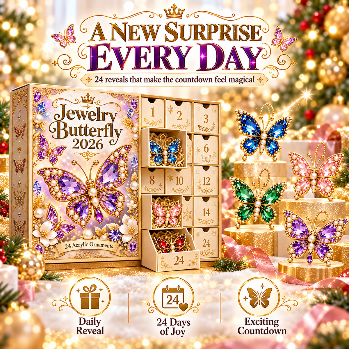 🎄CHRISTMAS KICKOFF 40% OFF - 🦋Jewelry Butterfly Advent Calendar 2026