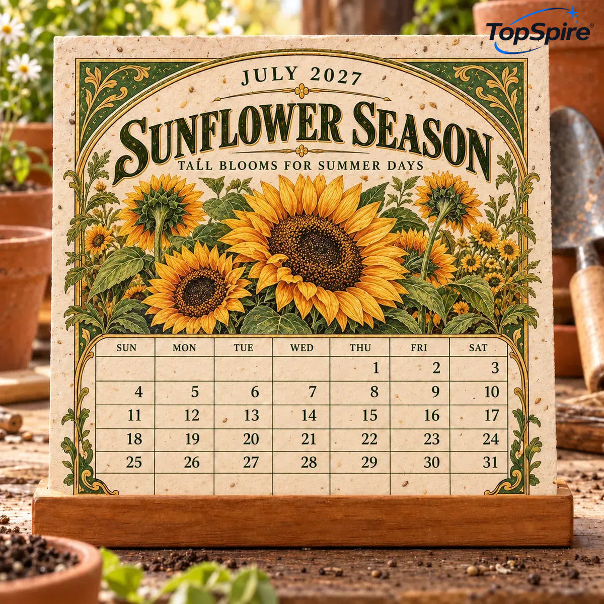 ⏰ Limited Time Sale 49% OFF🌱 2027 Heirloom Garden Plantable Seed Calendar | 12 Plantable Months with Vintage Botanical Art & Wooden Stand 🌼