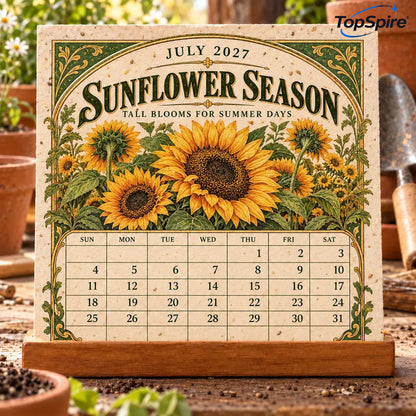 ⏰ Limited Time Sale 49% OFF🌱 2027 Heirloom Garden Plantable Seed Calendar | 12 Plantable Months with Vintage Botanical Art & Wooden Stand 🌼