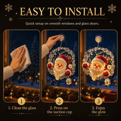 Lighted Christmas Window Decoration with Suction Cup | Warm LED Window Light with Double-Layer Design & Multiple Festive Styles ✨