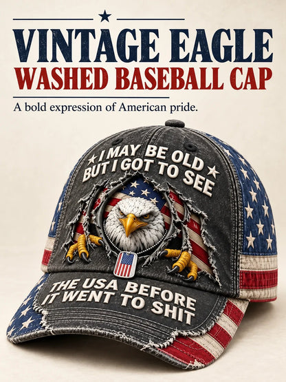 Vintage Eagle Washed Baseball Cap – Rugged Style, American Pride 🦅