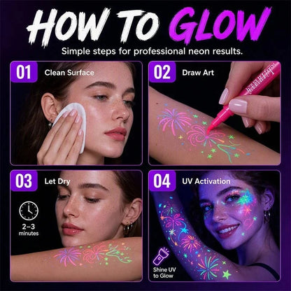 🔥Last Day 50% OFF - Novocanvas Glow Party Tattoo Pens