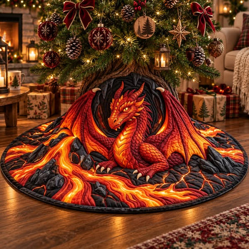 🐉 Dragon Quilted Christmas Tree Skirt