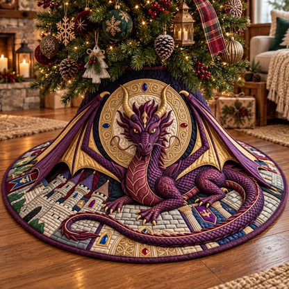 🐉 Dragon Quilted Christmas Tree Skirt