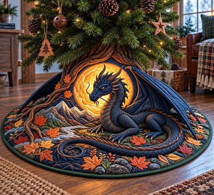 🐉 Dragon Quilted Christmas Tree Skirt