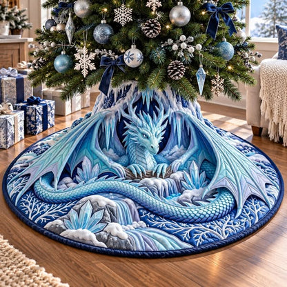 🐉 Dragon Quilted Christmas Tree Skirt