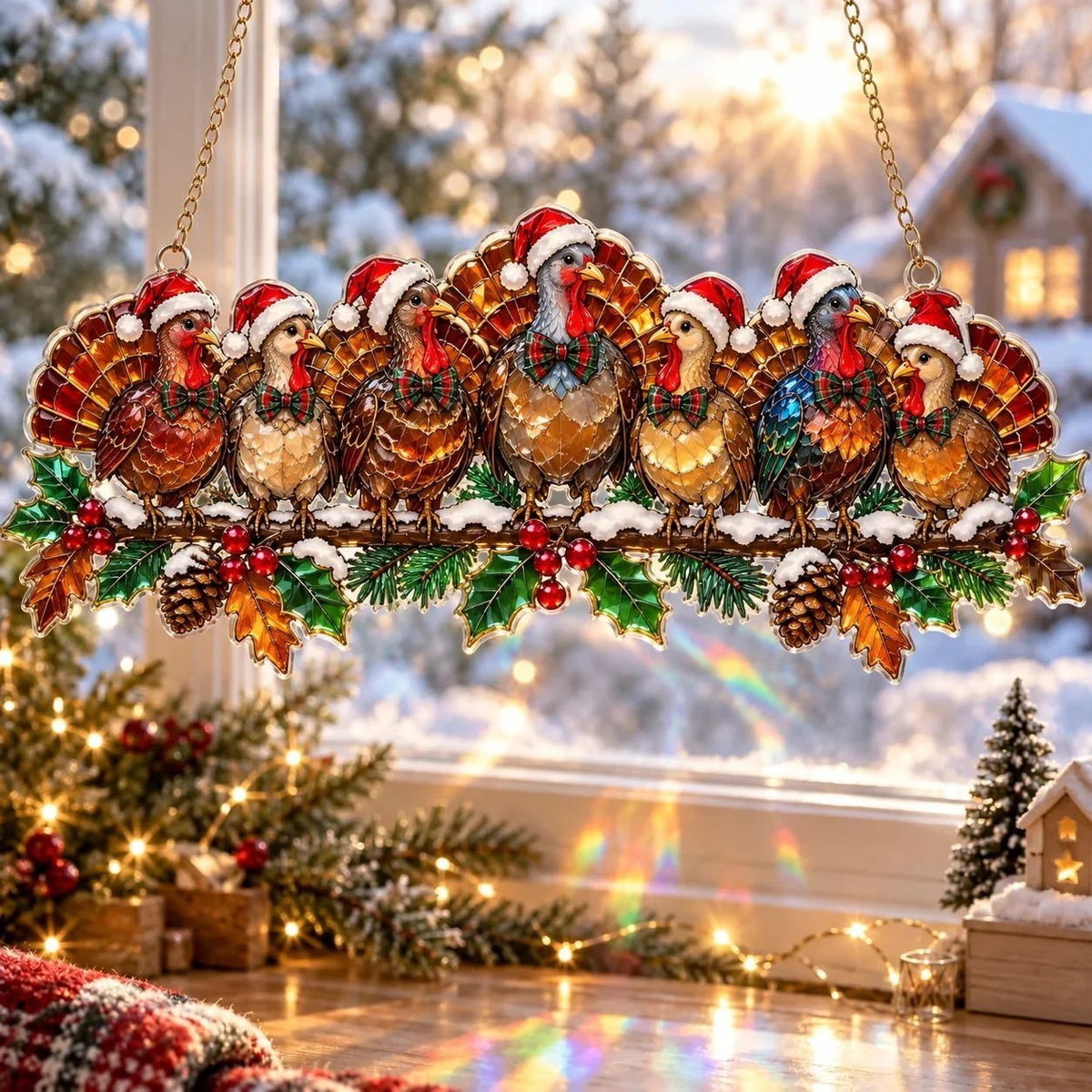 ✨ Whimsical Winter Suncatchers | Shatterproof "Stained-Glass" Window Hangings 🎄
