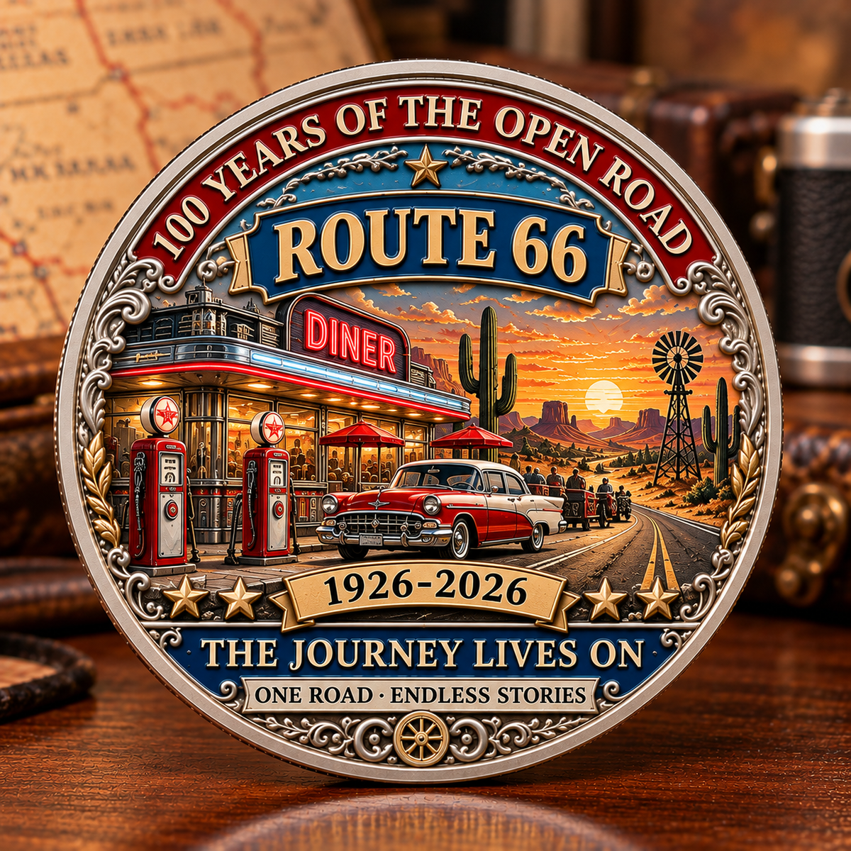 🇺🇸 Route 66 100th Anniversary Commemorative Challenge Coin