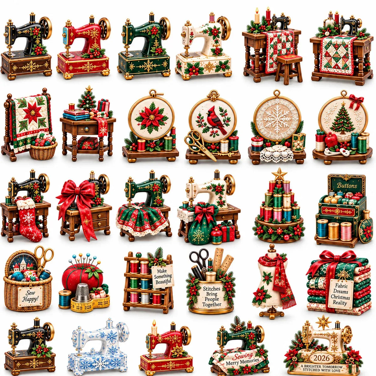 🎄 2026 Sewing Advent Calendar – 24 Days of Mini Sewing Treasures in a Vintage Book Display Box