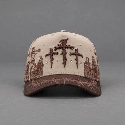 ✝️ Viacrucis Faith-Inspired Cap | Raised Crosses • Way of the Cross Artwork
