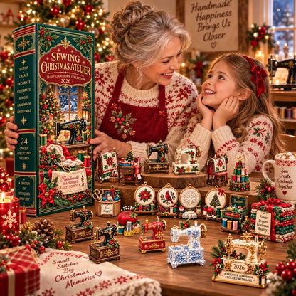 🎄 2026 Sewing Advent Calendar – 24 Days of Mini Sewing Treasures in a Vintage Book Display Box