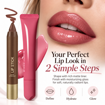 Matte Lipliner and Moisturizing Lip Oil Cosmetic Set