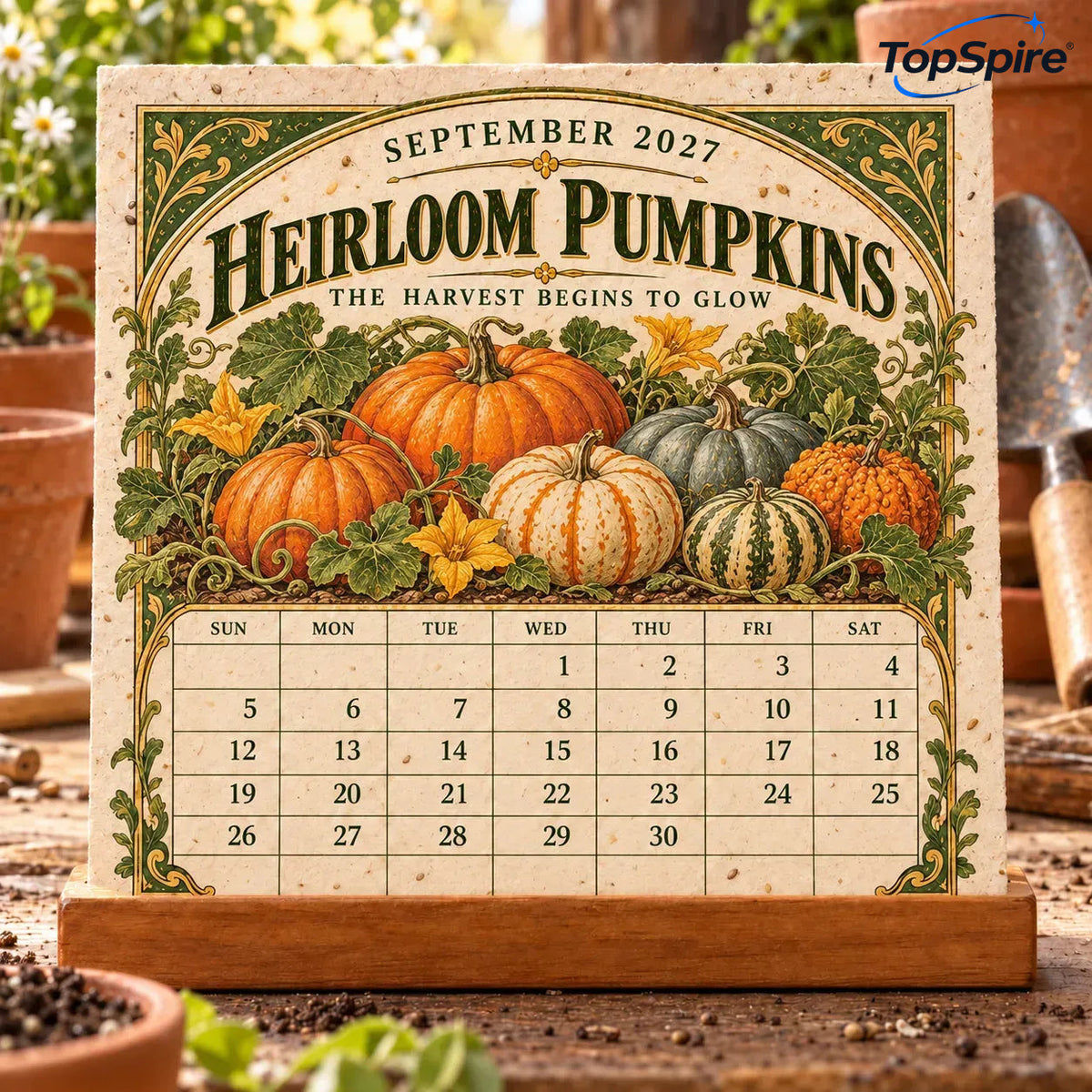⏰ Limited Time Sale 49% OFF🌱 2027 Heirloom Garden Plantable Seed Calendar | 12 Plantable Months with Vintage Botanical Art & Wooden Stand 🌼