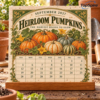 ⏰ Limited Time Sale 49% OFF🌱 2027 Heirloom Garden Plantable Seed Calendar | 12 Plantable Months with Vintage Botanical Art & Wooden Stand 🌼